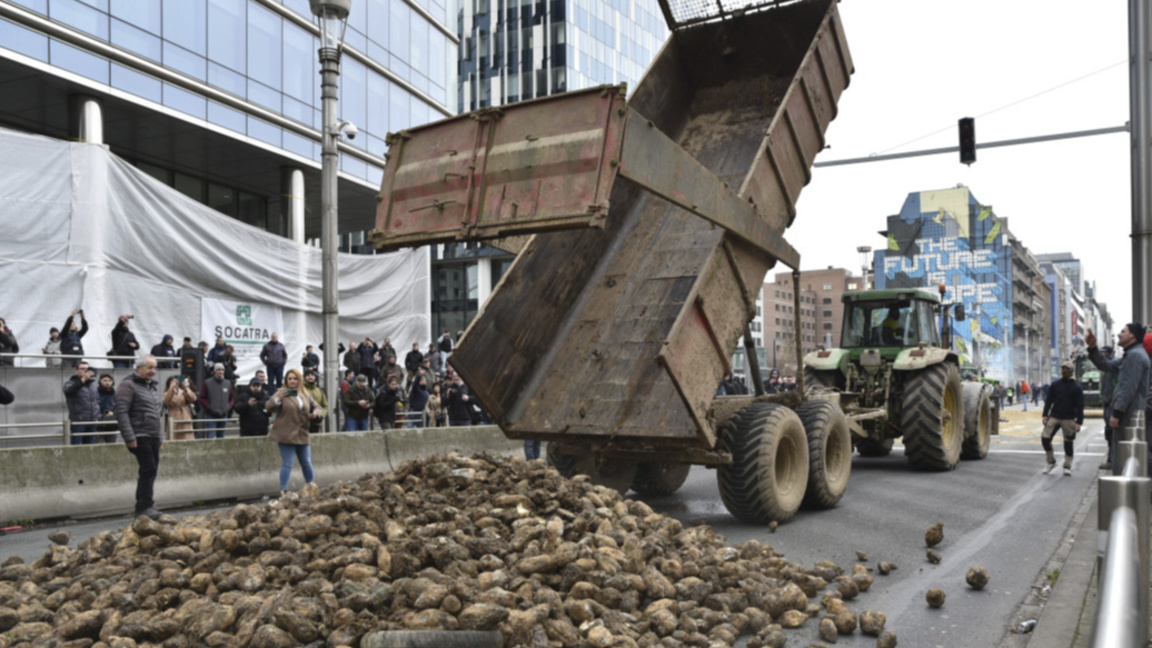 Протест на фермери пред евроинституциите в Брюксел, 26 март 2024 г.