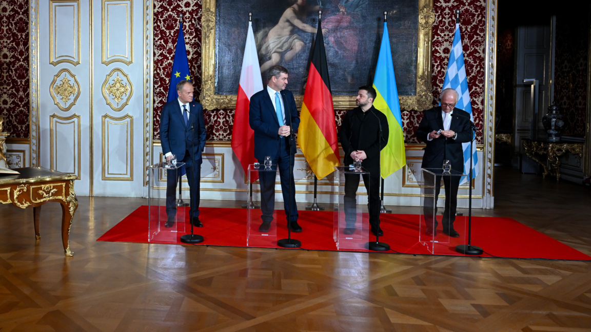 Доналд Туск, Маркус Зьодер, Володимир Зеленски и Волфганг Ишингер