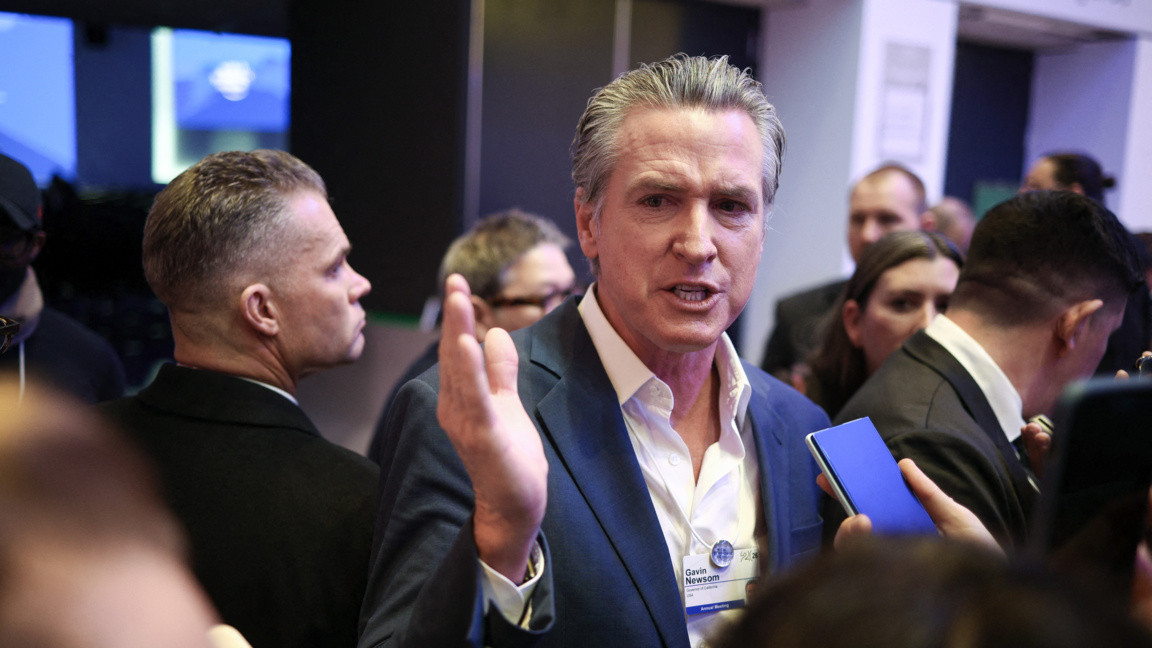Губернаторът на Калифорния Гавин Нюсъм на Световния икономически форум в Давос