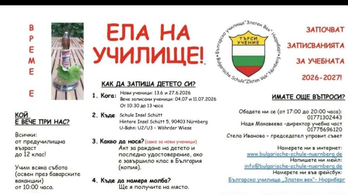 Записването за обучение в неделното учил...
