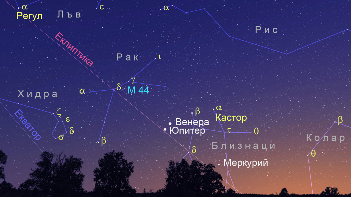 Венера и Юпитер ще се сближат на 9 юни...