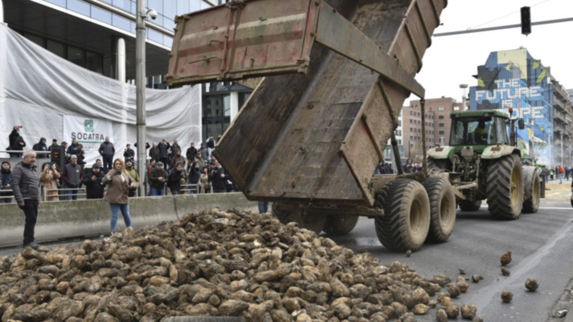 Протест на фермери пред евроинституциите в Брюксел, 26 март 2024 г.