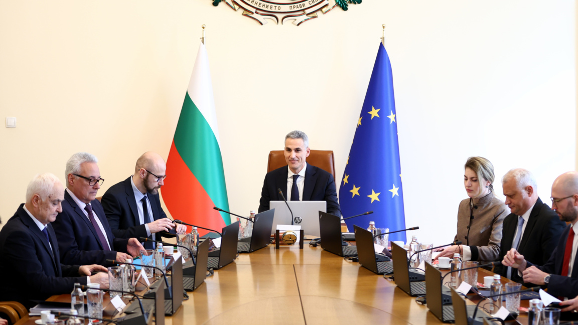 23 февруари 2026 г. Правителството провежда заседание в сградата на Министерския съвет.