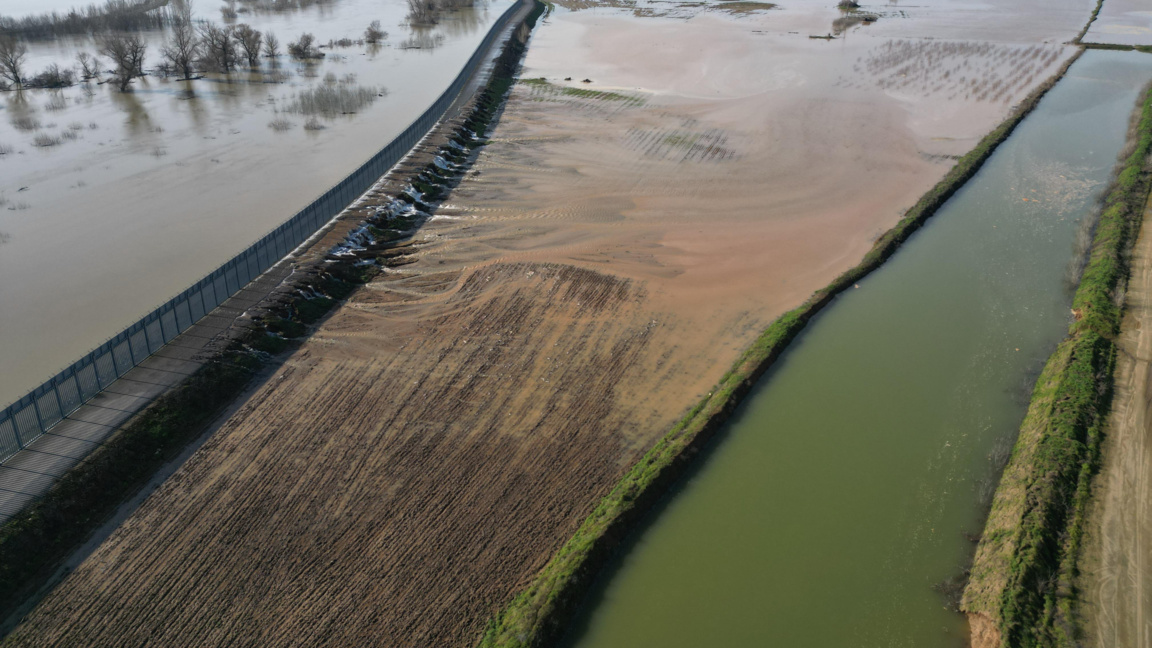 Наводнен район в Еврос, Гърция, 24 февруари 2026 г.