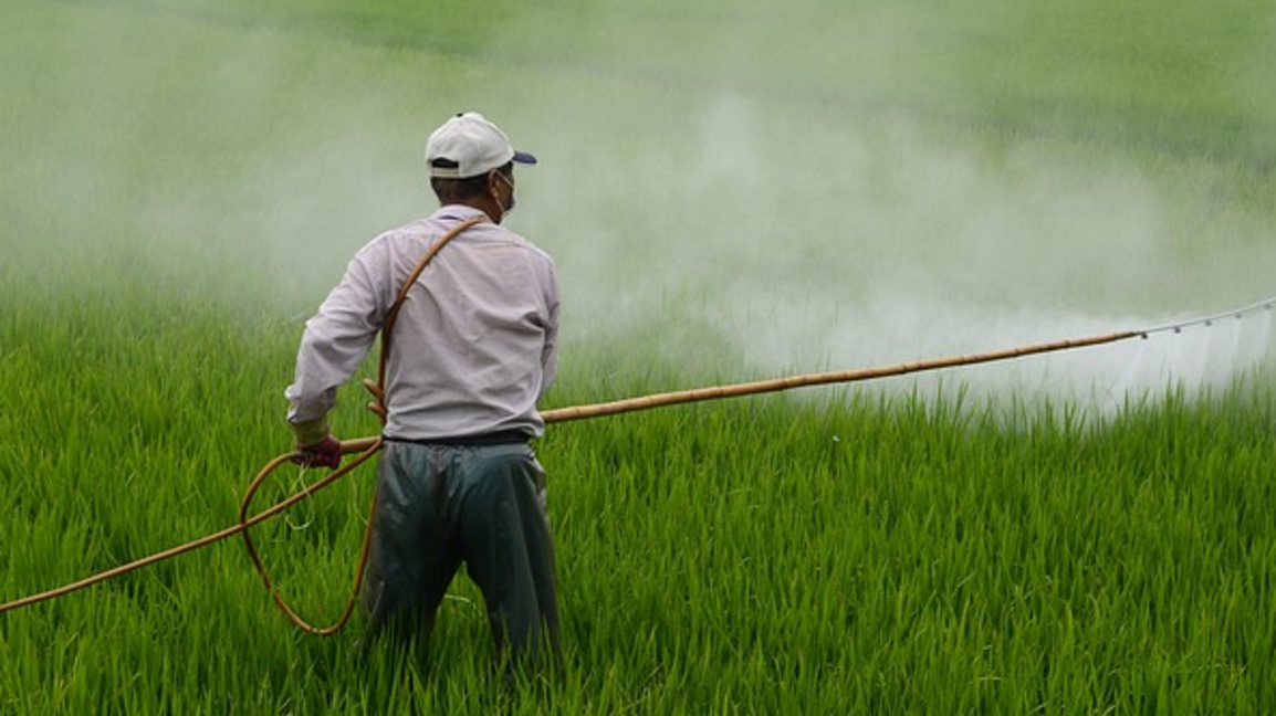 Картата определя "пестицидно натоварване" като интензитет на земеделските употреби около училищата в радиус от 1000 метра.