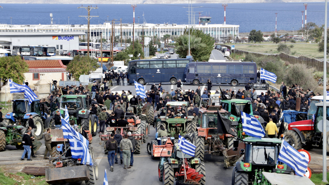 Фермери на протест на остров Крит, 8 декември 2025 г.