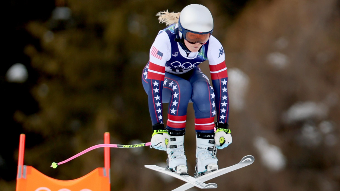 Линдзи Вон по време на тренировката за спускането.